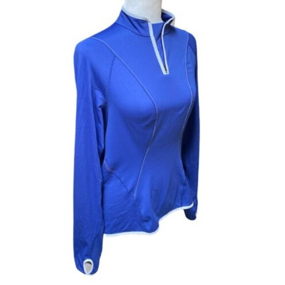 Gore running wear royal blue white trim longsleeve athletic top size Large L - Picture 1 of 11
